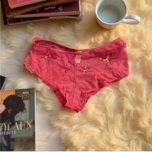 Elegant Pink Lace Sheer Women's Panties Bow • Valentine • Barbie • Indie  • Love